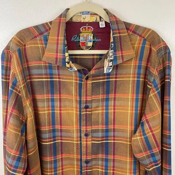 Robert Graham Plaid Shirt Champagne Print Contrast - Picture 2 of 10